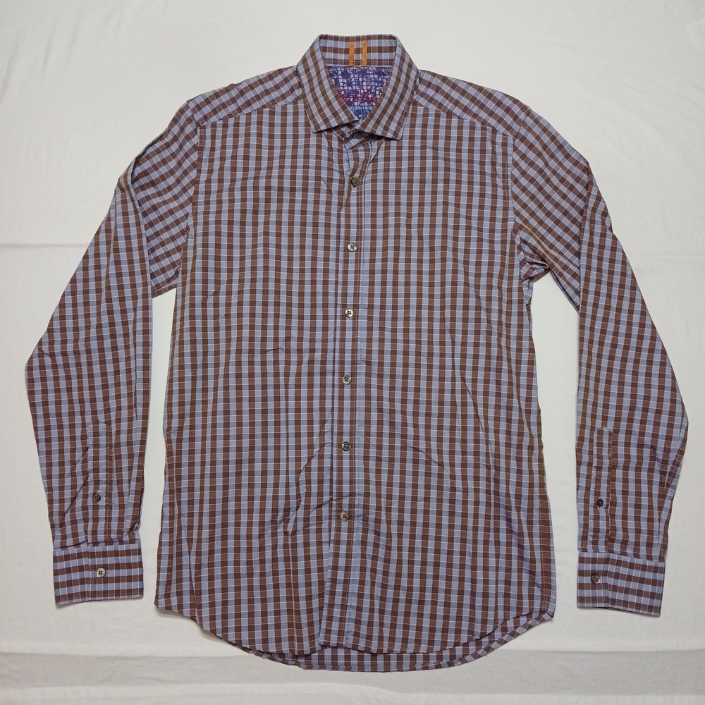 Robert Graham Mens Cotton Multicolor Shadow Plaid Stretch Dress Shirt Size Small - Picture 3 of 9